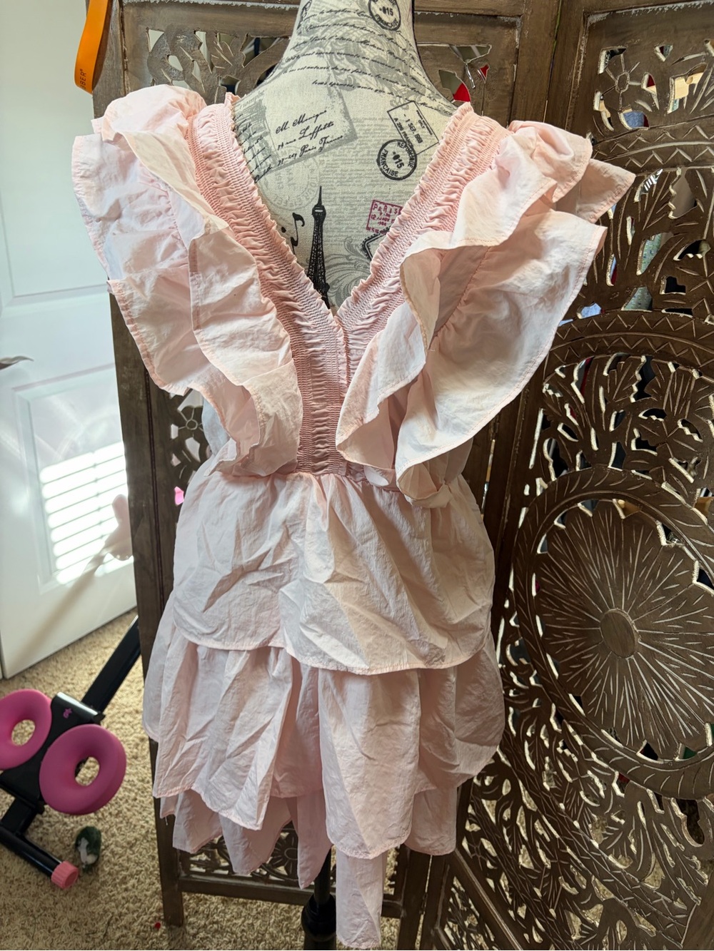 Simply Southern Pink Ruffled Tiered Summer Dress - Picture 3 of 4